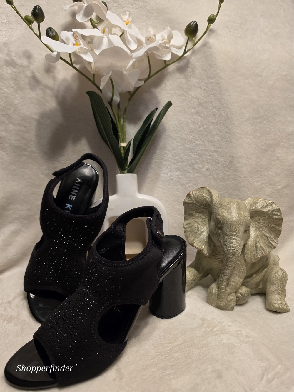 New Anne Klein Women's Black Studded Open Toe Ankle Strap Sandals Neoprene 8.5